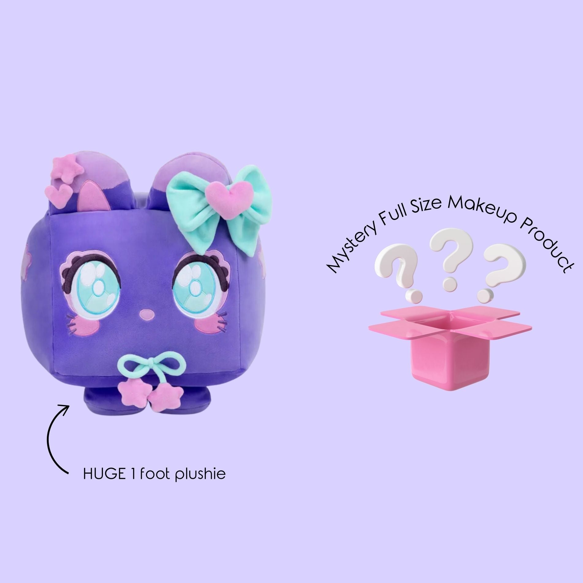 。*様 ふくちゅげ幻獣 むらさきいもちゃん ぬいぐるみ Purple Kitten Plushie + Mystery Makeup Item 💜🐈🔮 Big Games by