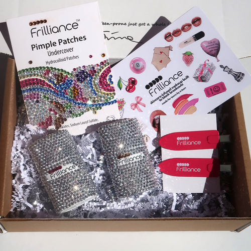 Rhinestone Very Berry Blush, Bronzing Glaze, Pimple Patch + Clips β PR Box