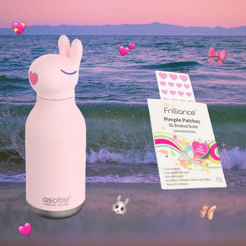 Pink Kit 🩷 Bunny Bottle & Heart Pimple Patches