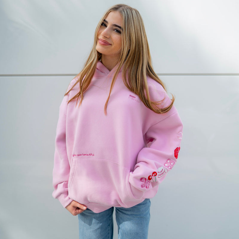 Frilliance Favorite Things” Hoodie in Baby Pink | Co-Created with Com