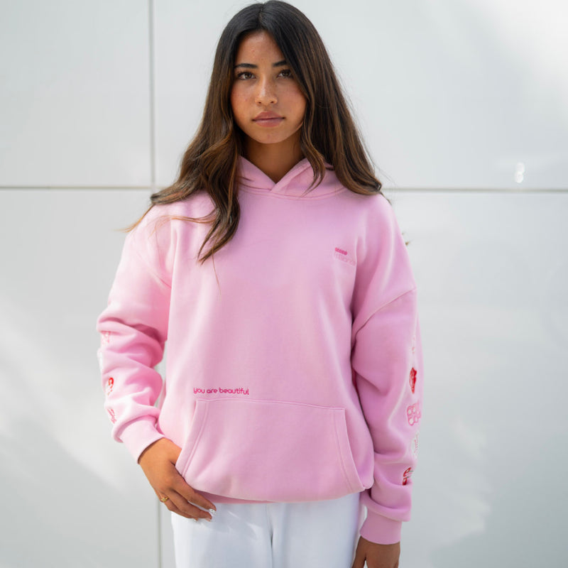 Frilliance Favorite Things” Hoodie in Baby Pink | Co-Created with Com
