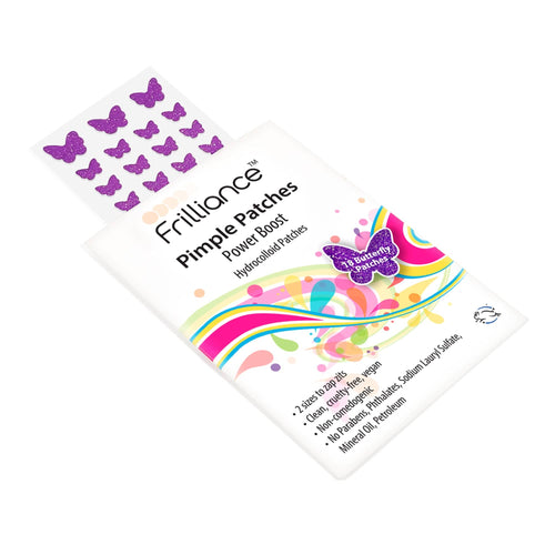 Fiona Frills Skin Care Power Boost Pimple Patches | 18 Purple Sparkly Butterflies Frilliance