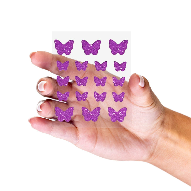 Fiona Frills Skin Care Power Boost Pimple Patches | 18 Purple Sparkly Butterflies Frilliance
